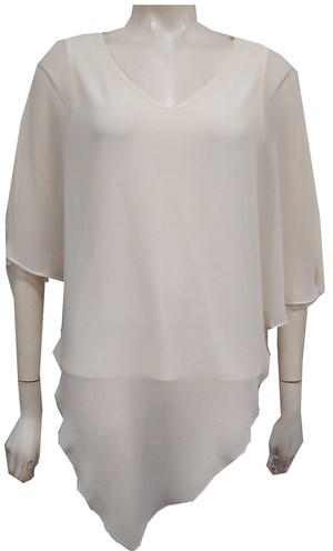 Belinda Chiffon Angled Top With Soft Knit Lining -Ivory